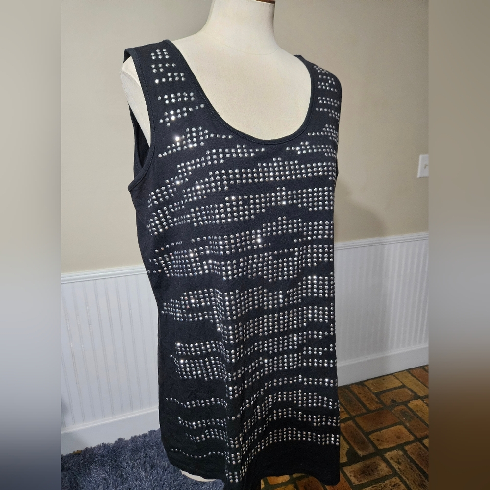 DG2 by Diane Gilman Black Studded Tank Top